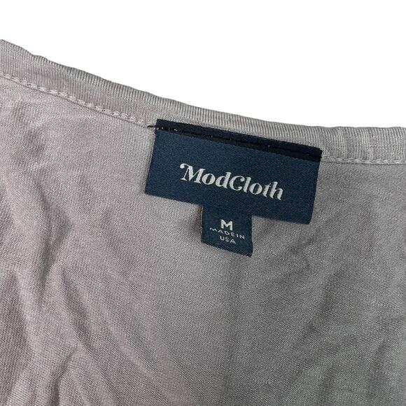 ModCloth V-Neck Ruched Suplice 3/4 Sleeve Top Shirt Gray Womens Medium - Picture 5 of 7
